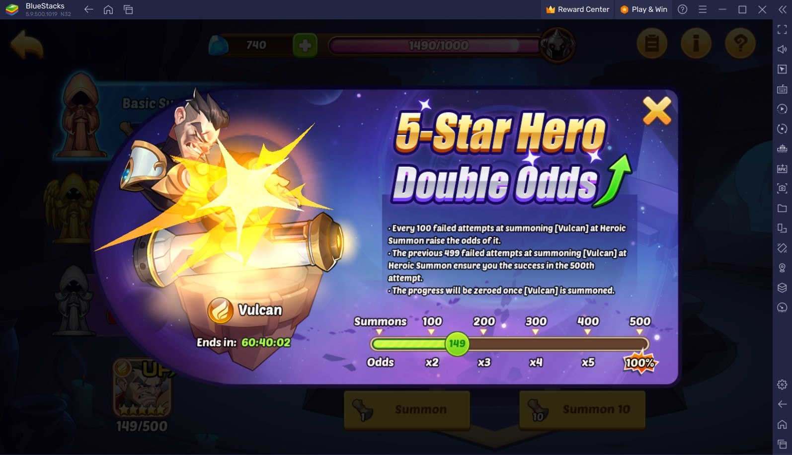 Idle Heroes – New Hero Vulcan, Palace of Crystal Event and Point Milestone Event