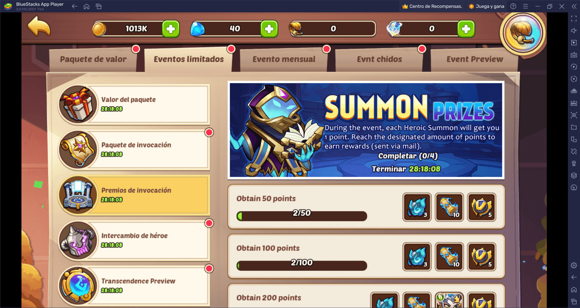 Idle Heroes nuevo héroe Vulcan, evento Palacio de Cristal  y evento Point Milestone