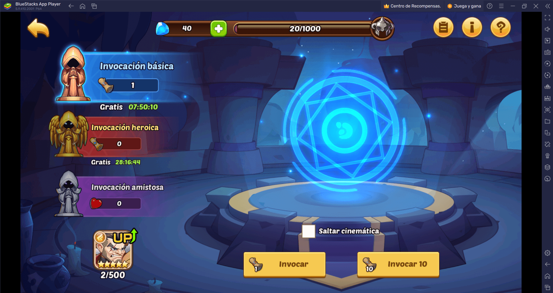 Idle Heroes nuevo héroe Vulcan, evento Palacio de Cristal  y evento Point Milestone