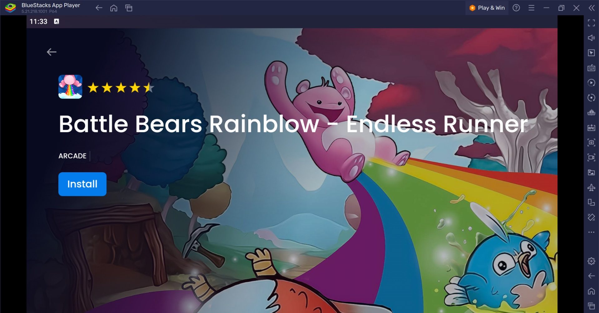 블루스택으로 PC에서 Battle Bears Rainblow - Endless Runner 플레이