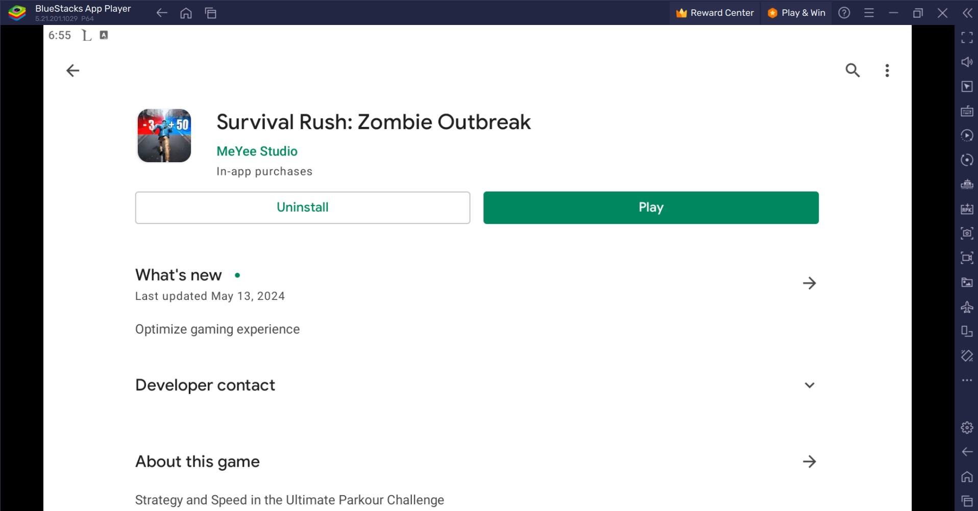 블루스택으로 PC에서 Survival Rush: Zombie Outbreak 플레이