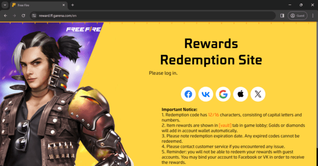 are there redeem codes in free fire
