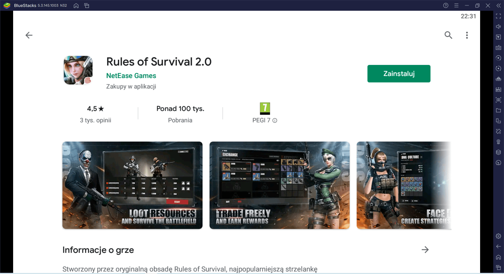 Jak grać w Rules of Survival 2.0 na PC z BlueStacks