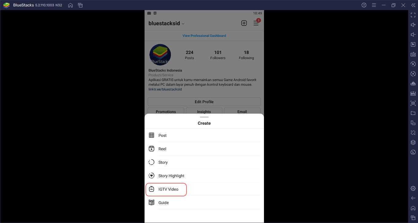 Mengupload IGTV di PC Lebih Mudah dengan Menggunakan BlueStacks!