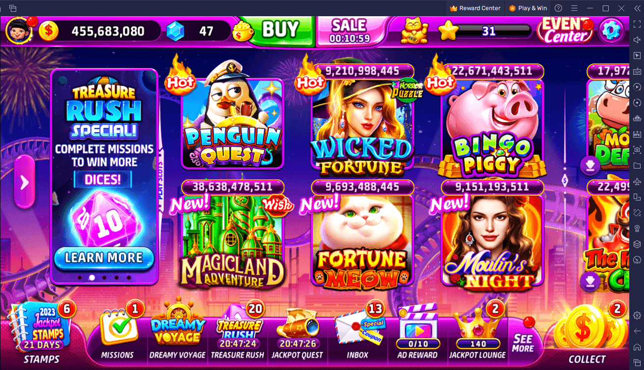Guía paso a paso para jugar Jackpot World - Slots Casino en PC con BlueStacks