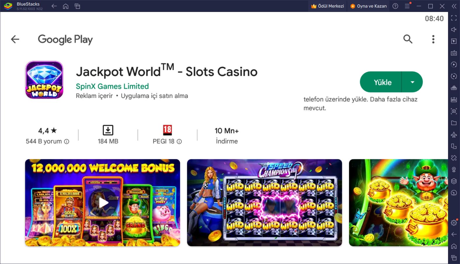 Jackpot World Slots Casino Oynamak İçin BlueStacks Kullanın, Bilgisayarınızda Oynayın