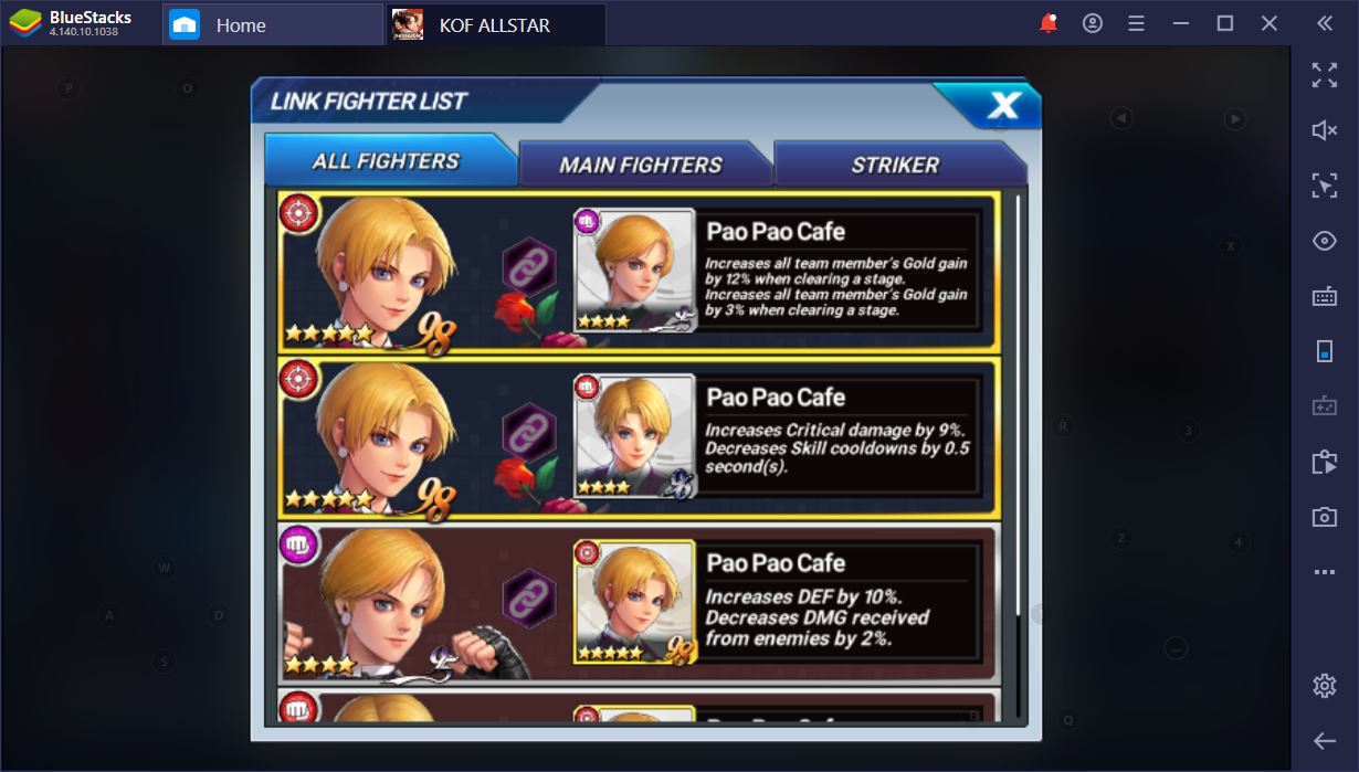 king of fighters all star tier list