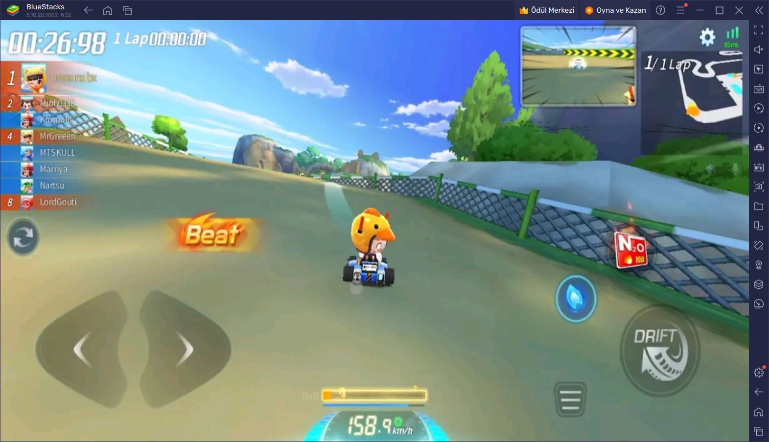 Kart Rider Rush+ Oynamak İçin Bilgisayarınızı Kullanın