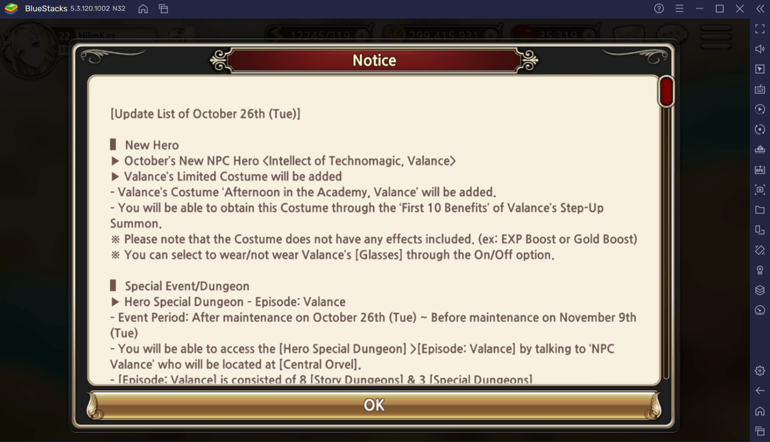 New NPC Hero Valence, Hero Dungeon, and Events in October Update for KING’s RAID