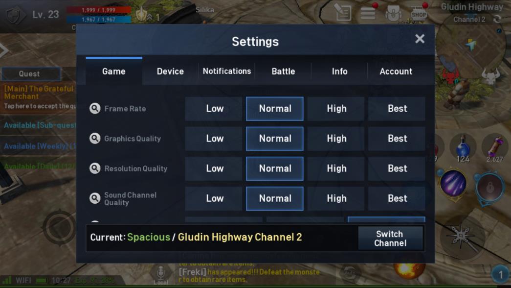 Lineage 2 Revolution Settings Image 1