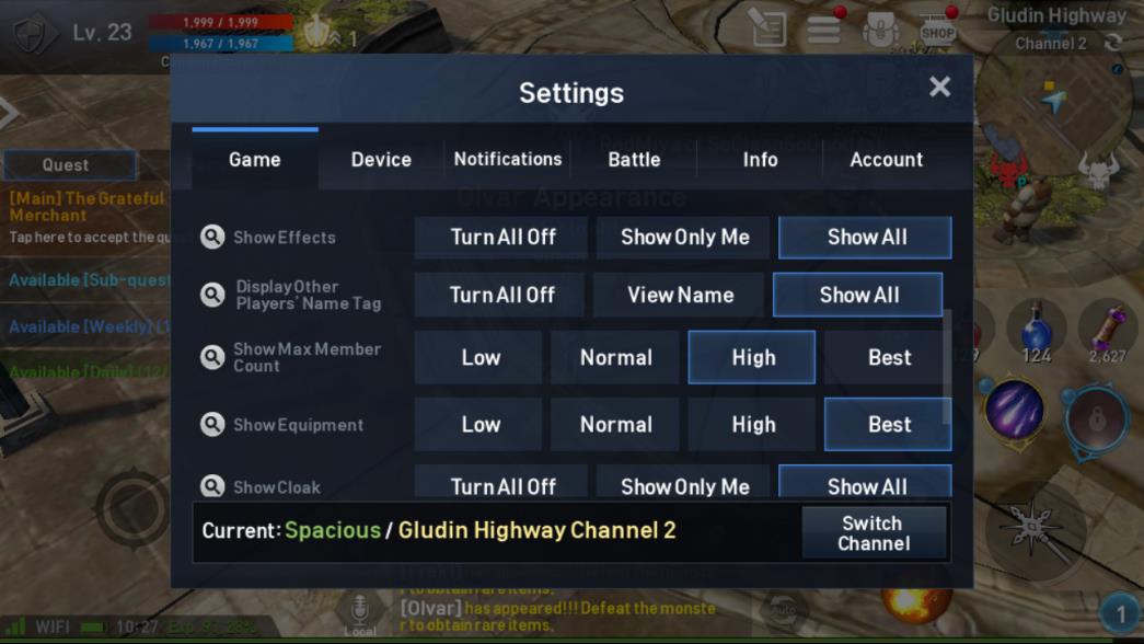 Lineage 2 Revolution Settings Image 2