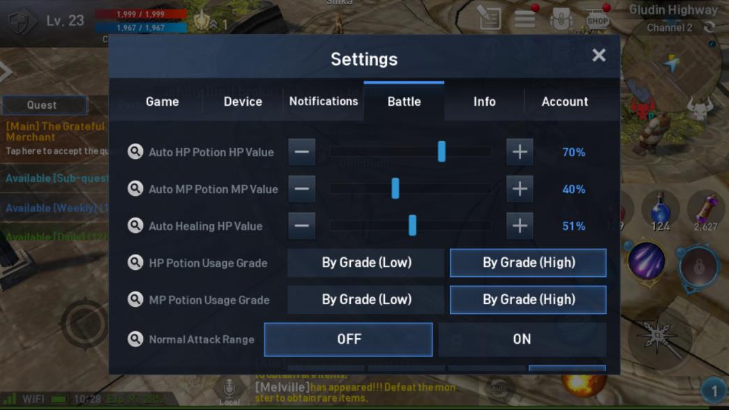 Lineage 2 Revolution Settings Battle Image 1