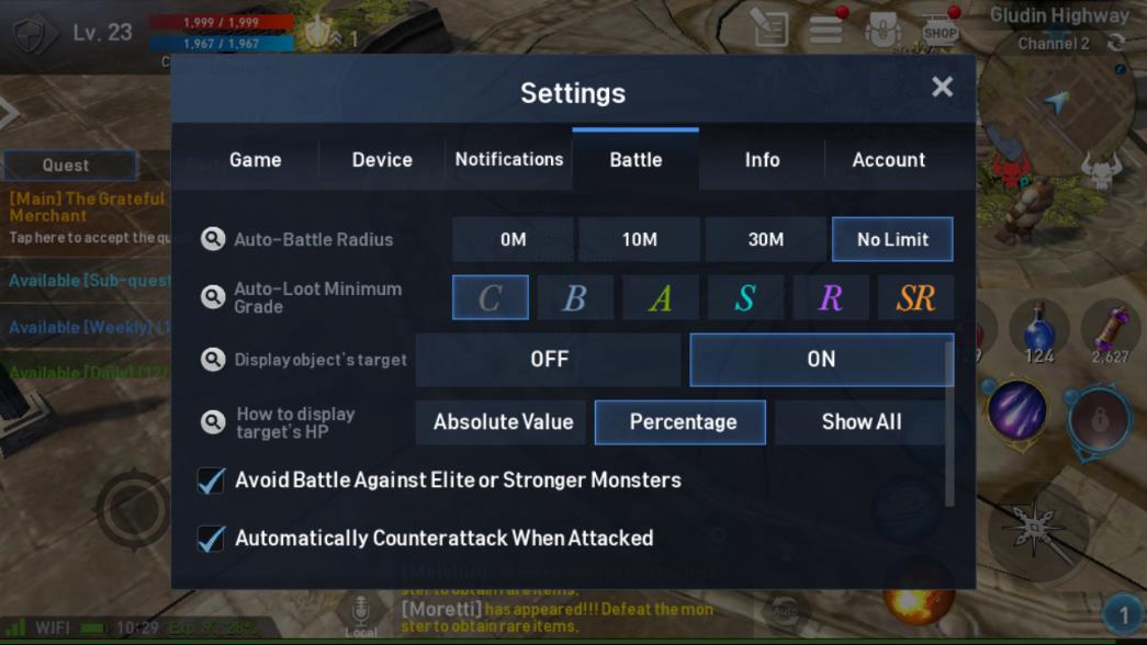 Lineage 2 Revolution Settings Battle Image 2