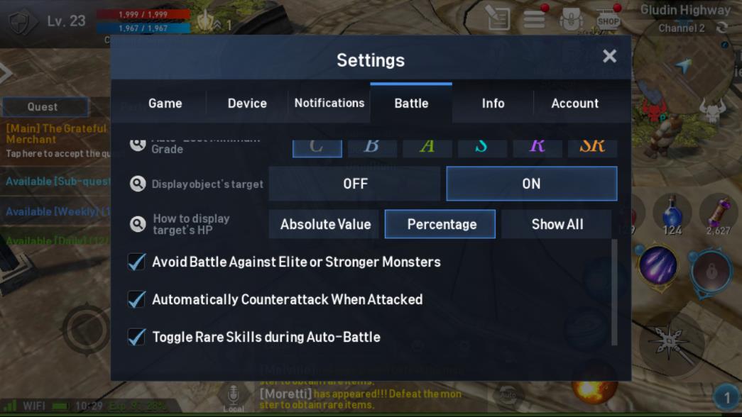 Lineage 2 Revolution Settings Battle Image 3