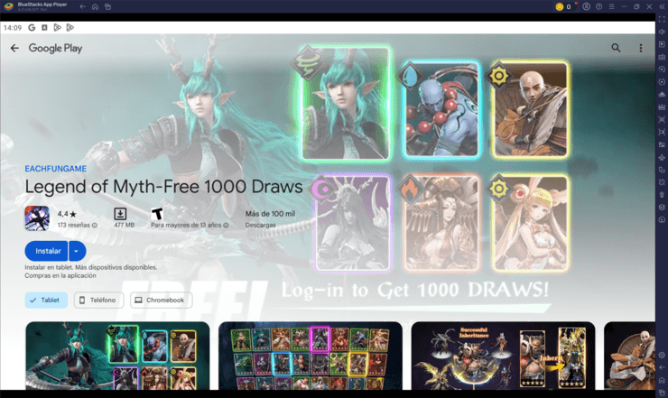 Cómo instalar y jugar a Legend of Myth-Free 1000 Draws en PC con BlueStacks