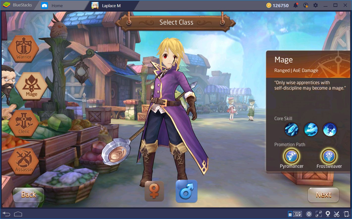 Escolhendo a classe certa em Tales of Wind