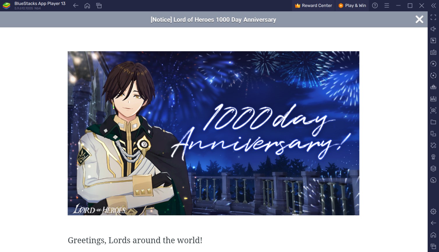 Lord of Heroes 1000th Day Anniversary – Free New Hero Earth Joshua and Lord’s Recruitment Event