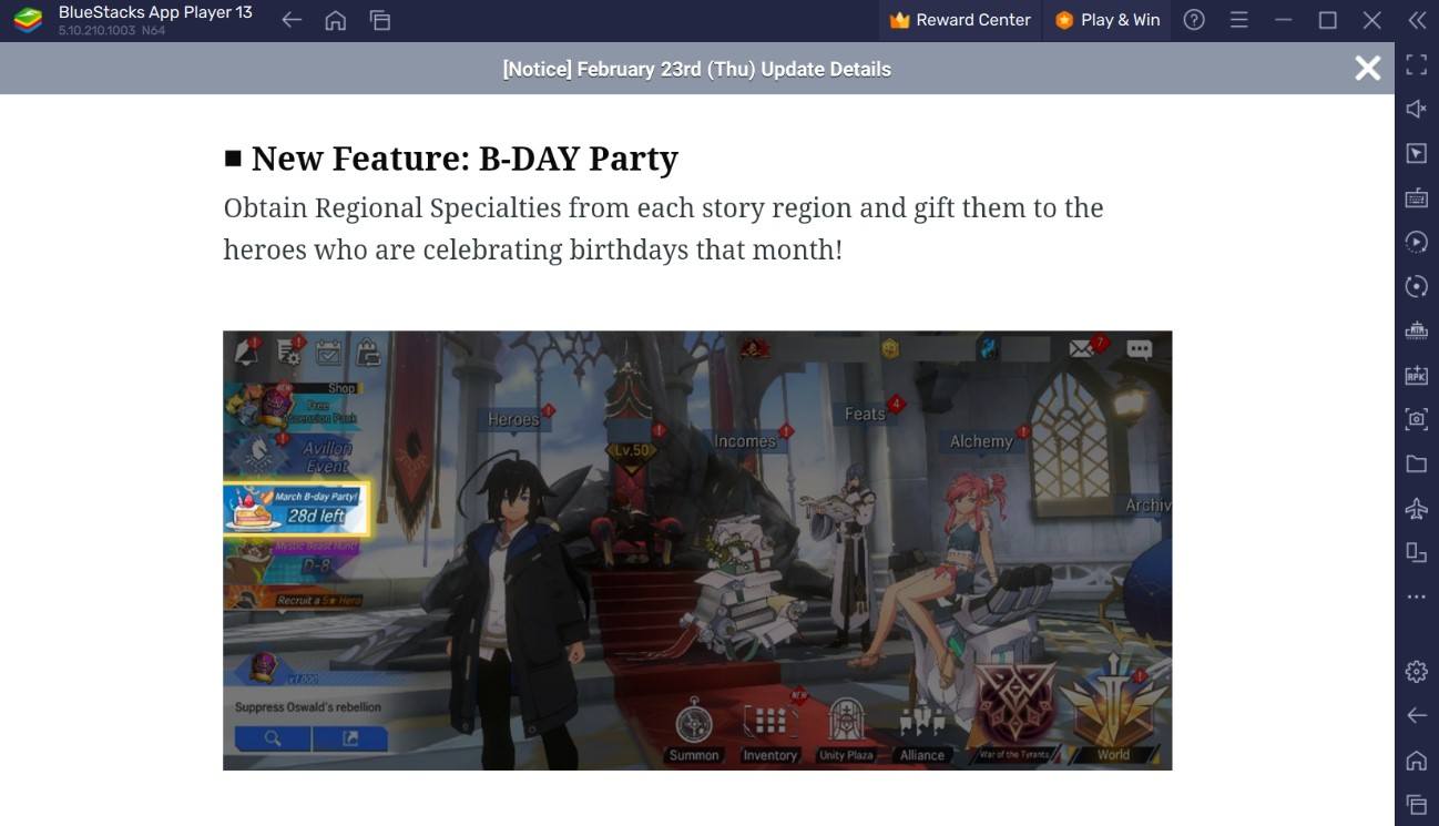Lord of Heroes – New Hero Fire Olivia, Hall of Agate, BDAY Party, and 4 Avillon Events