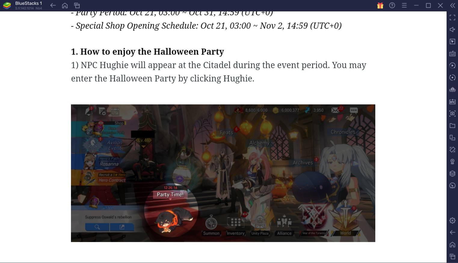 Lord of Heroes – Earth Nine Re-Run, Halloween Party Pumpernel Event and Avillon Events