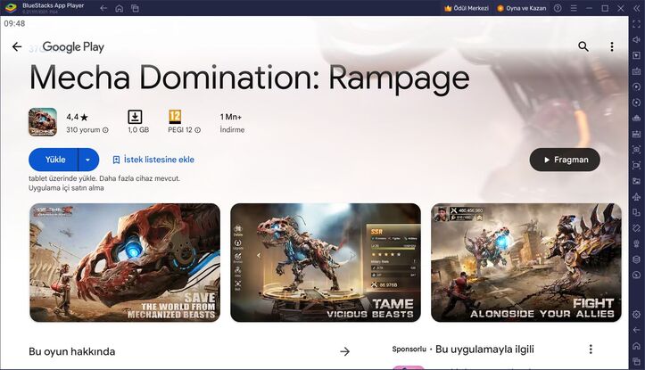 BlueStacks ile Mecha Domination: Rampage PC Kurulum Rehberi