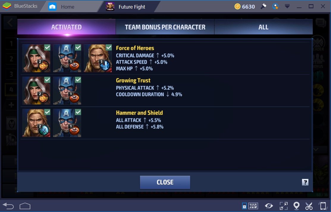 Marvel Future Fight Cap Am Thor Rogue Team Bonuses