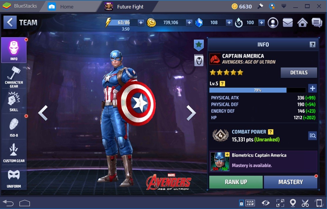 Marvel Future Fight Captain America Stats