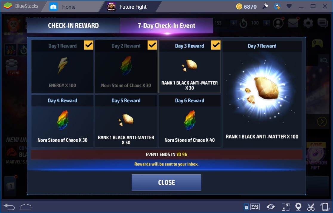 Marvel Future Fight Energy 7 Day Reward