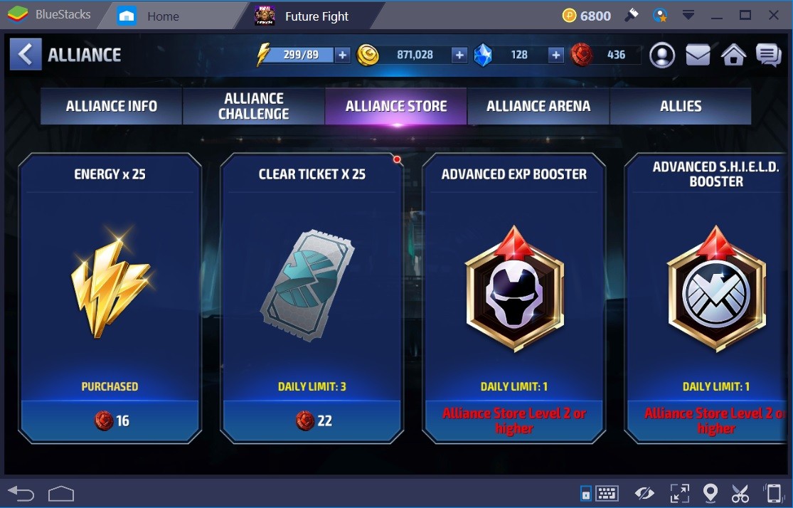 Marvel Future Fight Energy Alliance Store