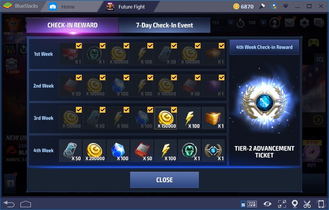 Marvel Future Fight Energy Checkin Reward