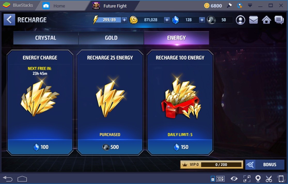 Marvel Future Fight Energy Store