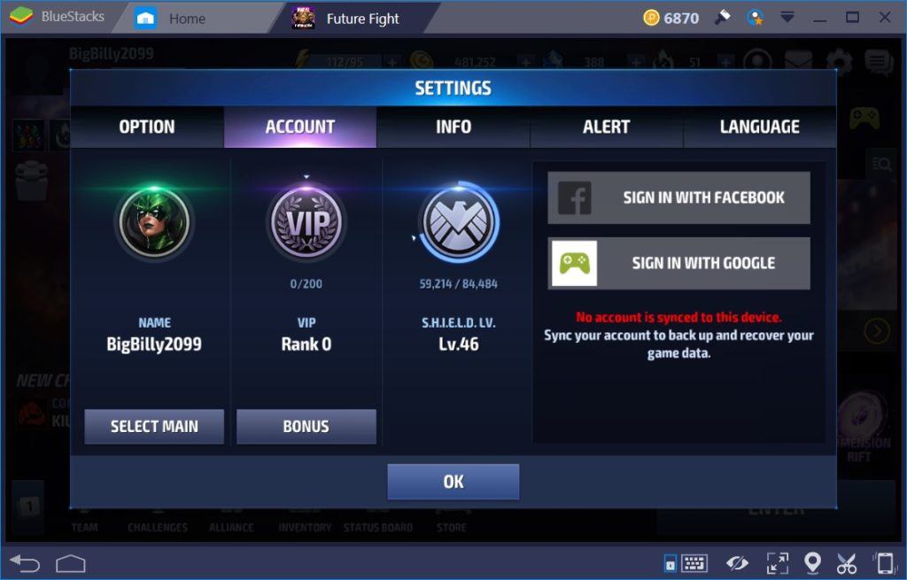 MARVEL Future Fight on PC- Account Switching Using BlueStacks