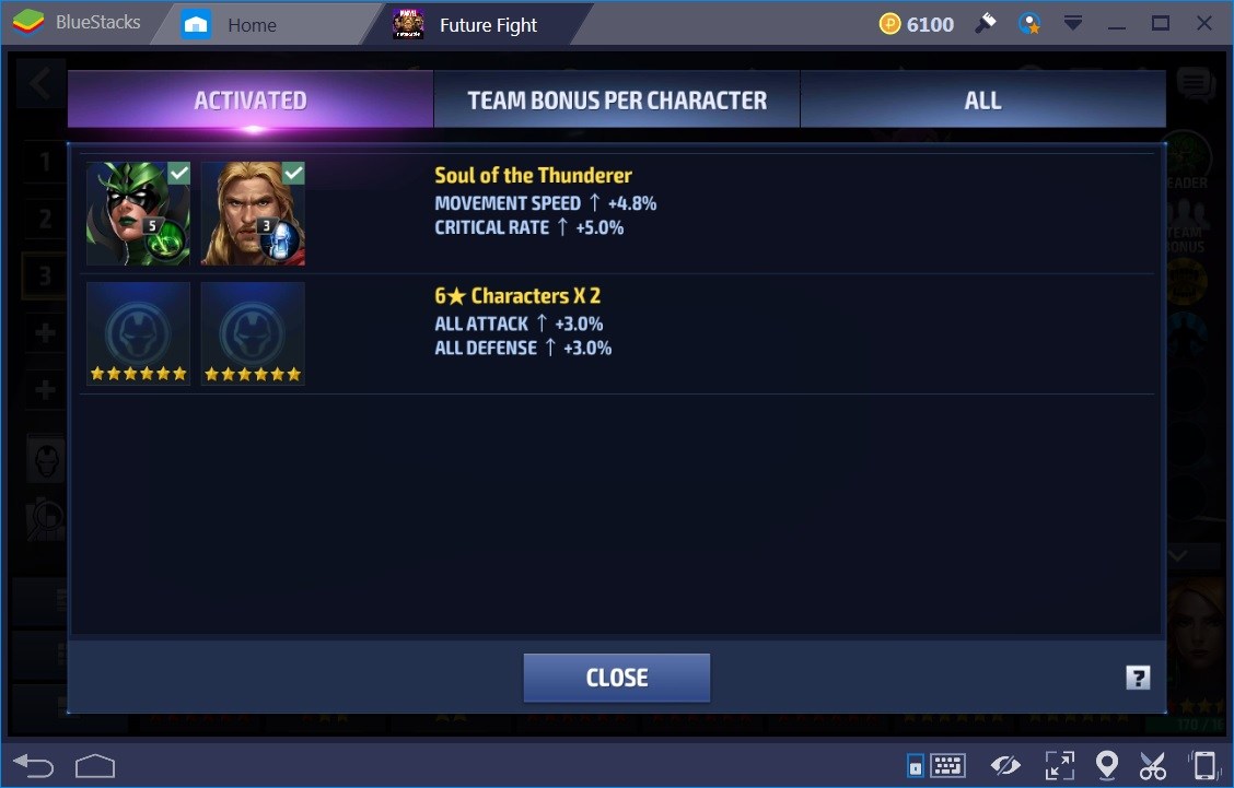 Marvel Future Fight Team Bonus