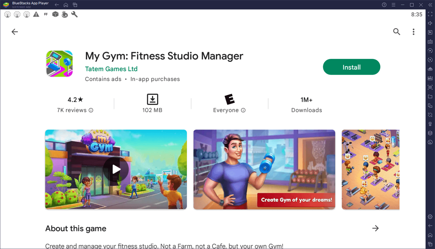 Wie spiele ich My Gym: Fitnessstudio-Manager auf PC mit BlueStacks