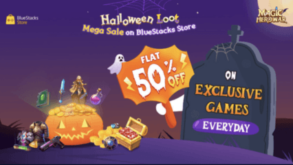 L’aubaine du Butin d’Halloween sur le BlueStacks Store: Obtenez 50% de Réduction sur Tous les Achats dans Magic Hero War: 1K Summon avec le Butin d’Halloween!