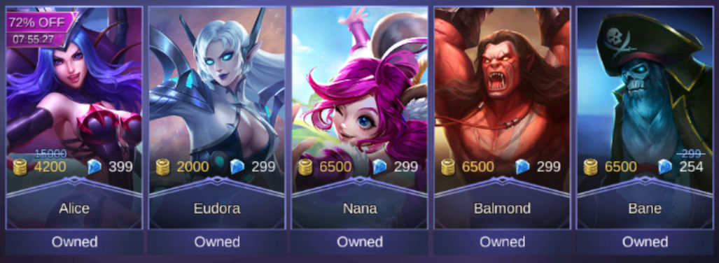 Mobile Legends Heroes Owned