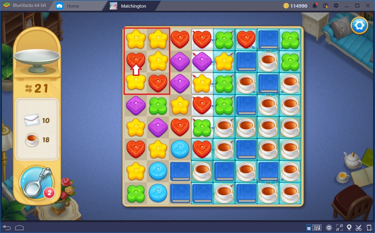 Combinez des Oreillers et Faites Exploser des Planches dans Matchington Mansion avec BlueStacks