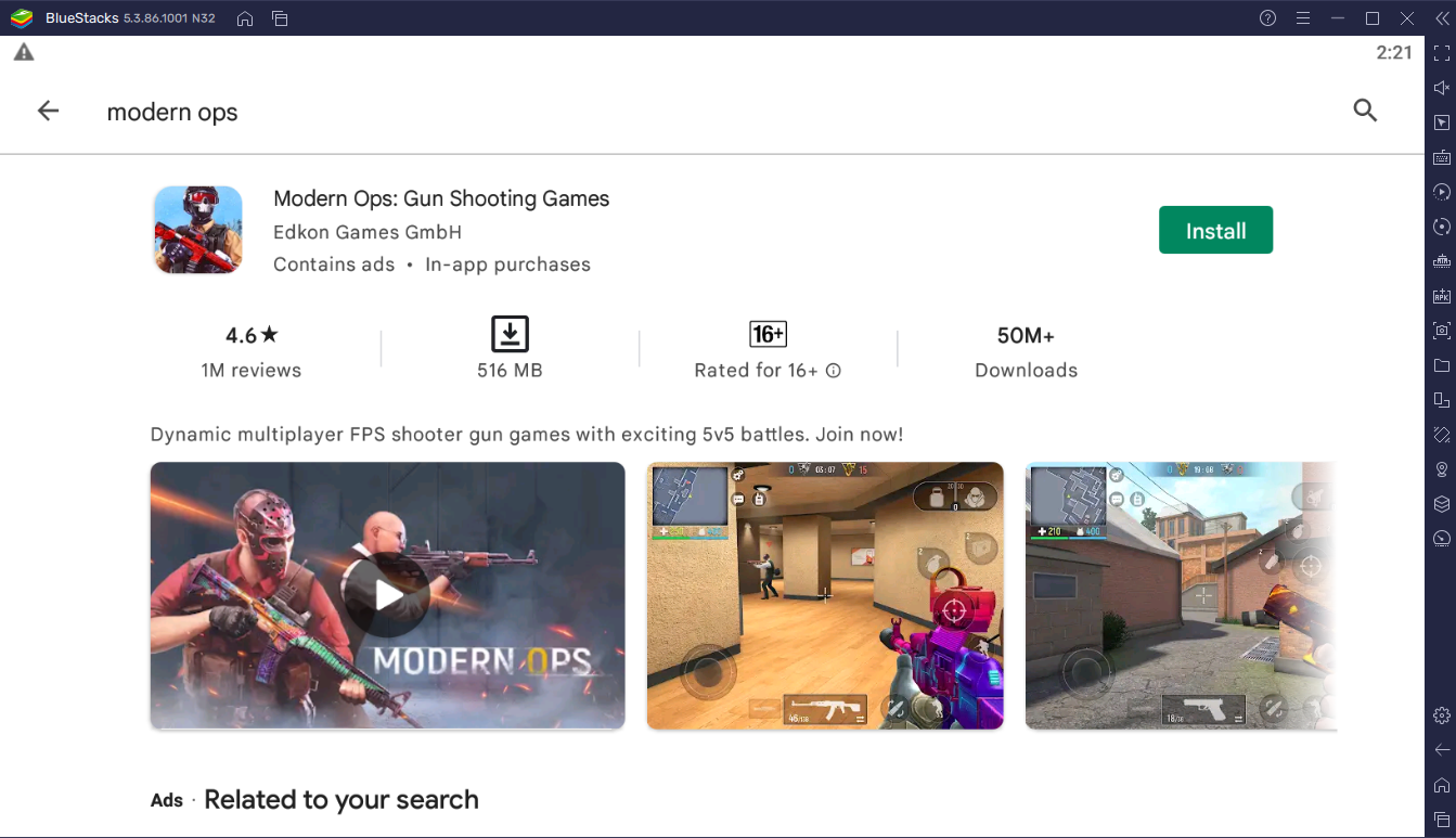 How to Play Modern Ops: Gun Shooting Games on PC or Mac with BlueStacks