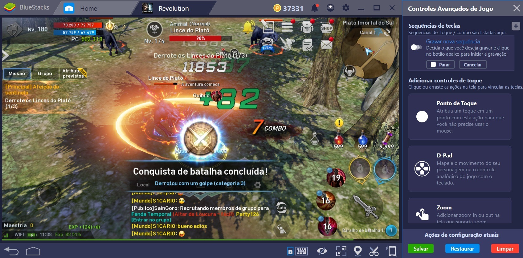 Deixe seu desempenho em Lineage II Revolution mais interessante com o Combo Key de BlueStacks.