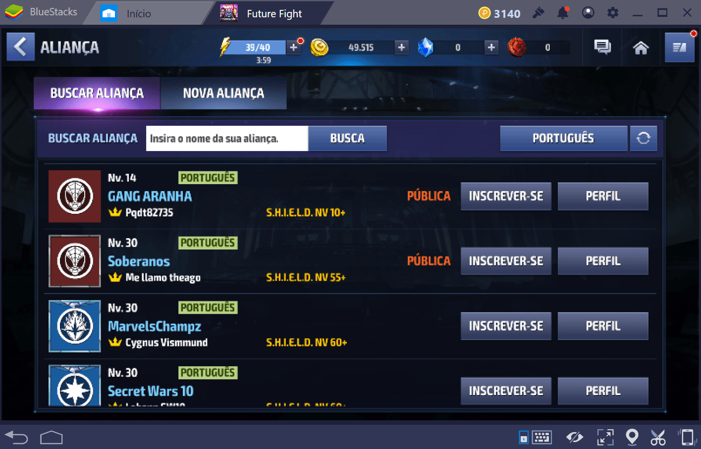 Guia de energia para MARVEL Future Fight