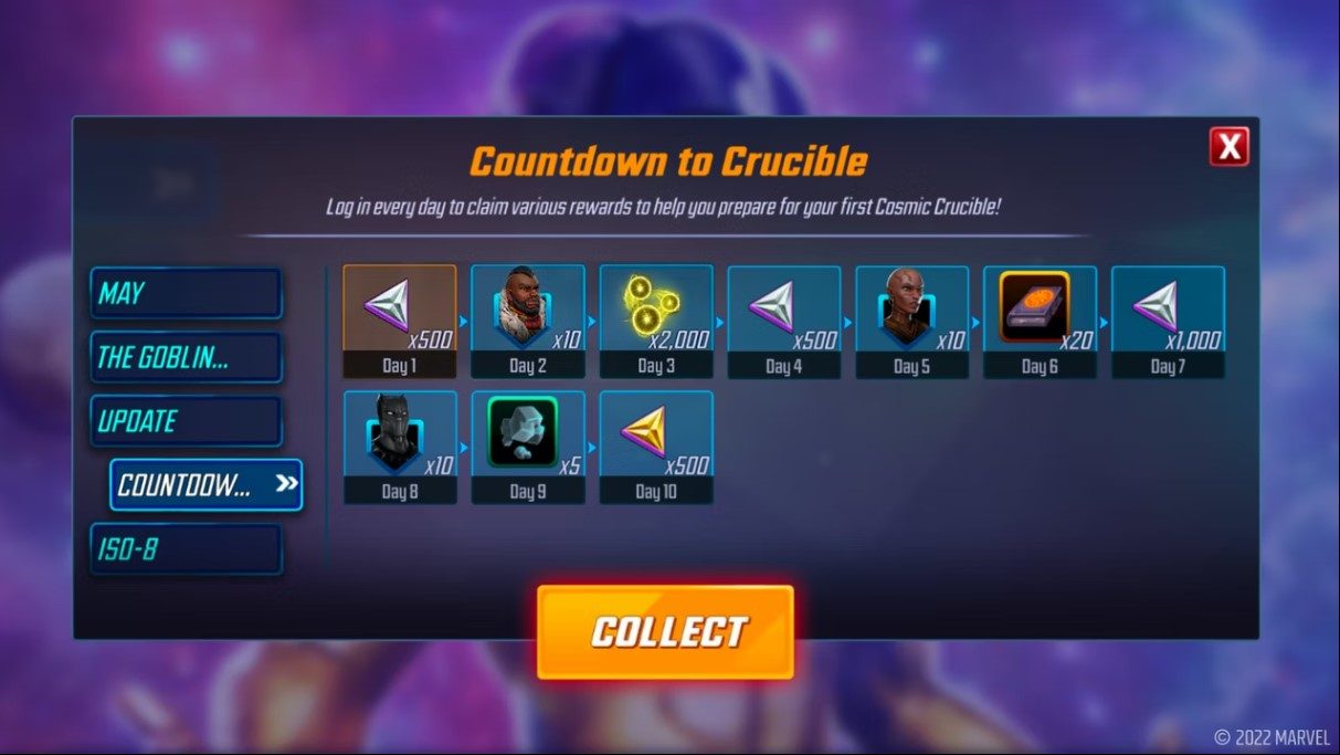 MARVEL Strike Force: Cosmic Crucible and Weekly Events