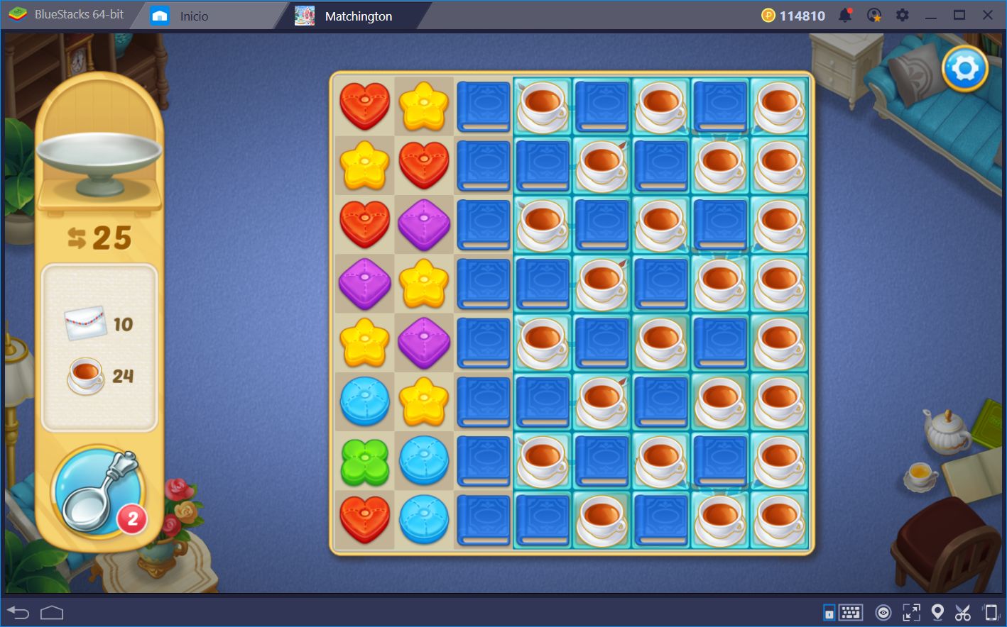 Combina Cojines y Explota los Tableros en Matchington Mansion con BlueStacks