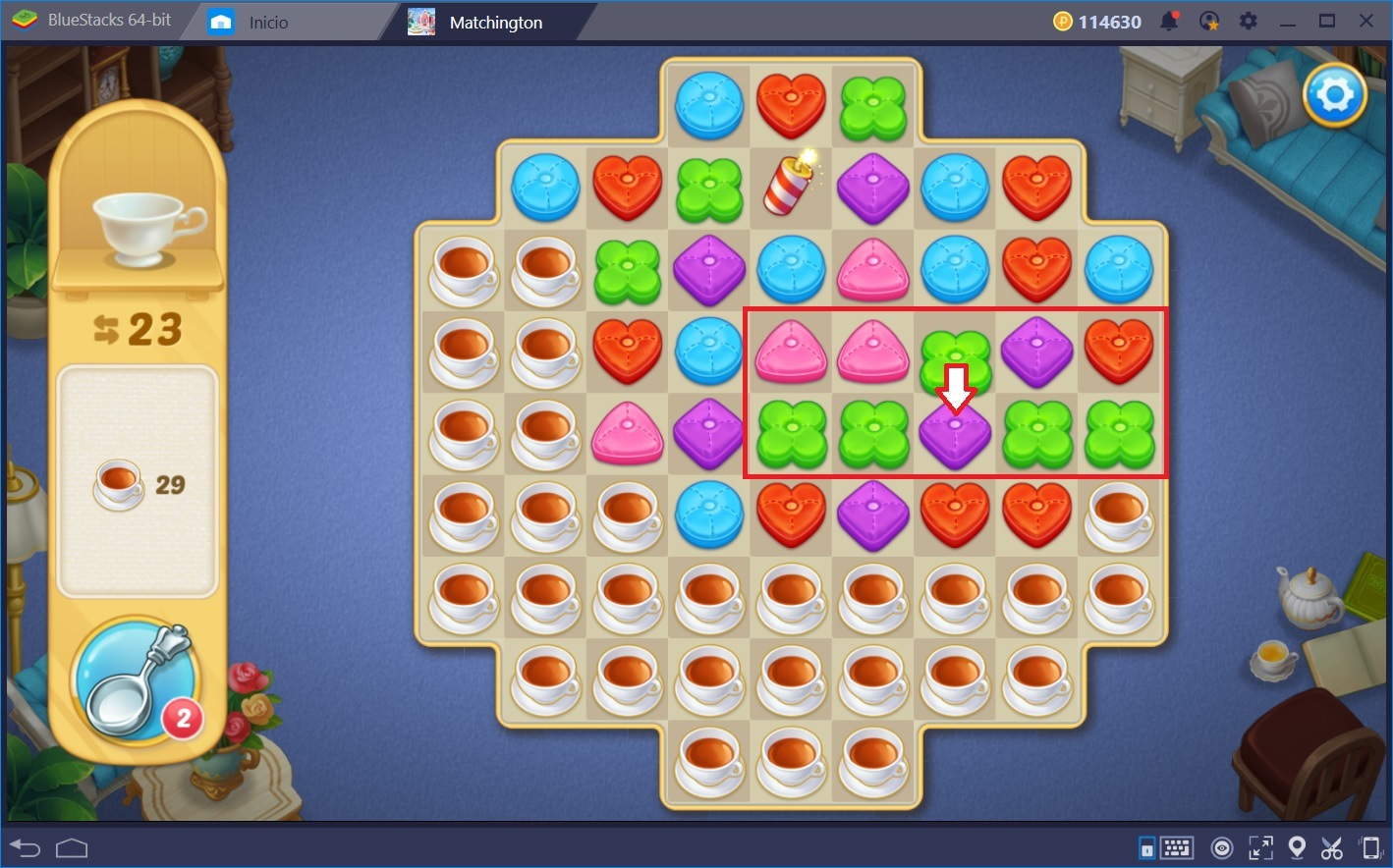 Combina Cojines y Explota los Tableros en Matchington Mansion con BlueStacks