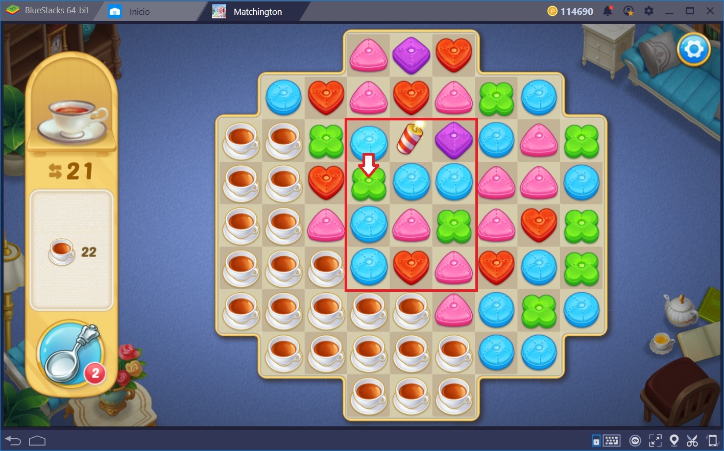 Combina Cojines y Explota los Tableros en Matchington Mansion con BlueStacks