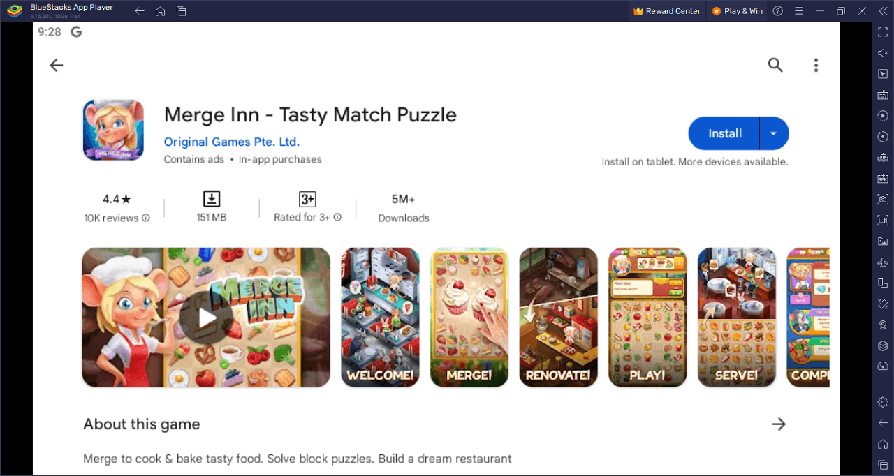 Cara Bermain Merge Inn - Tasty Match Puzzle di PC Dengan BlueStacks
