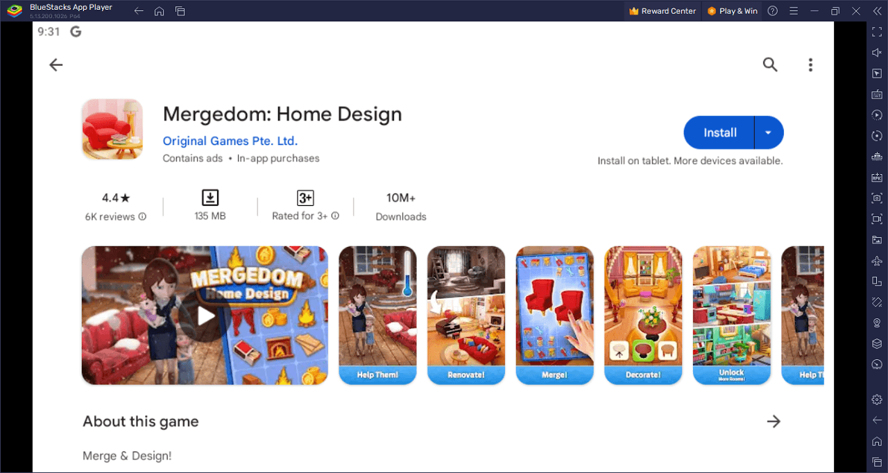 How to Play Mergedom: Home Design on PC With BlueStacks