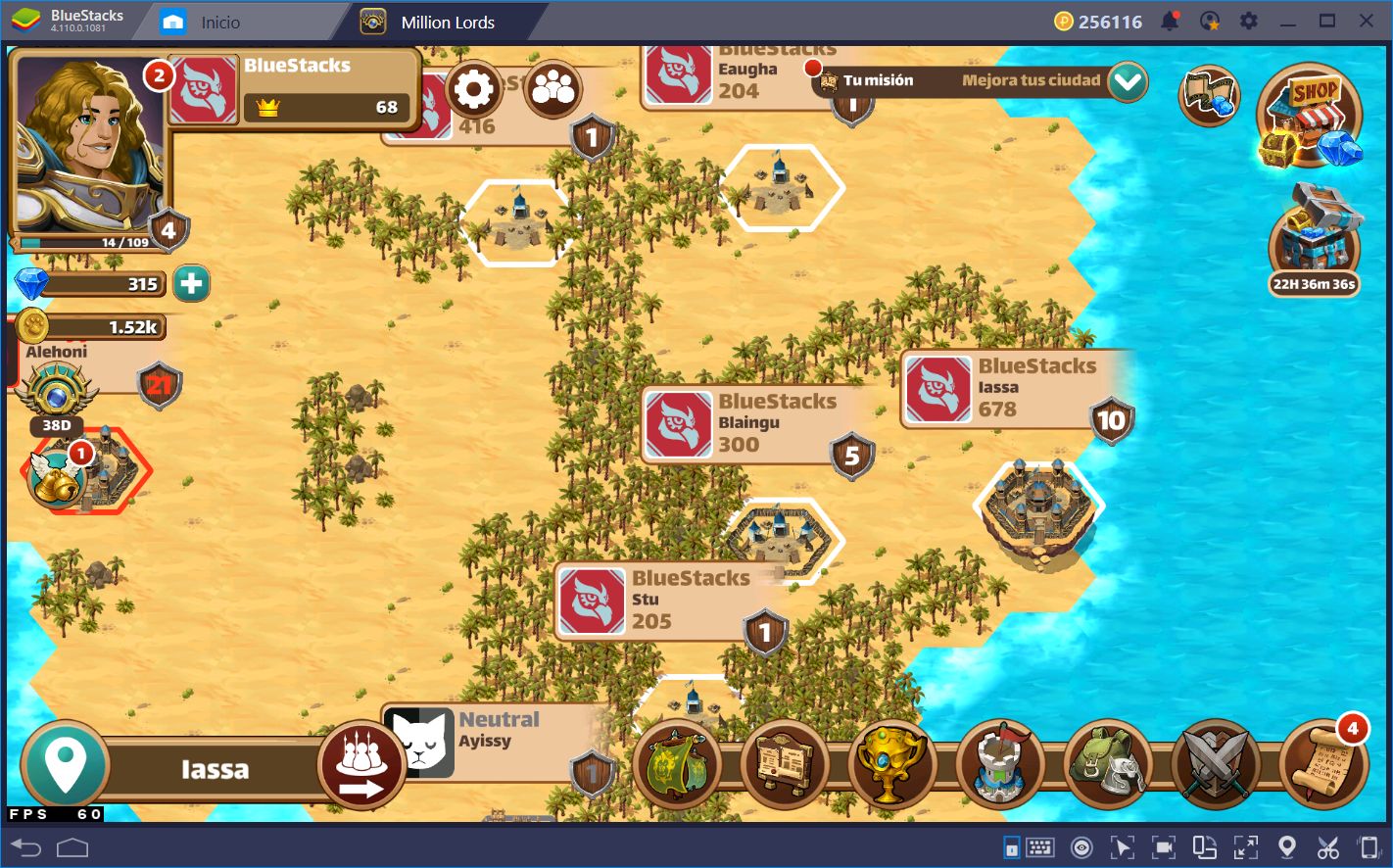 Conquistando el Reino en Million Lords con BlueStacks