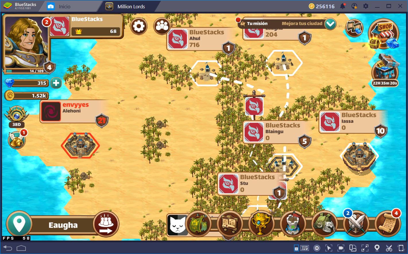 Conquistando el Reino en Million Lords con BlueStacks