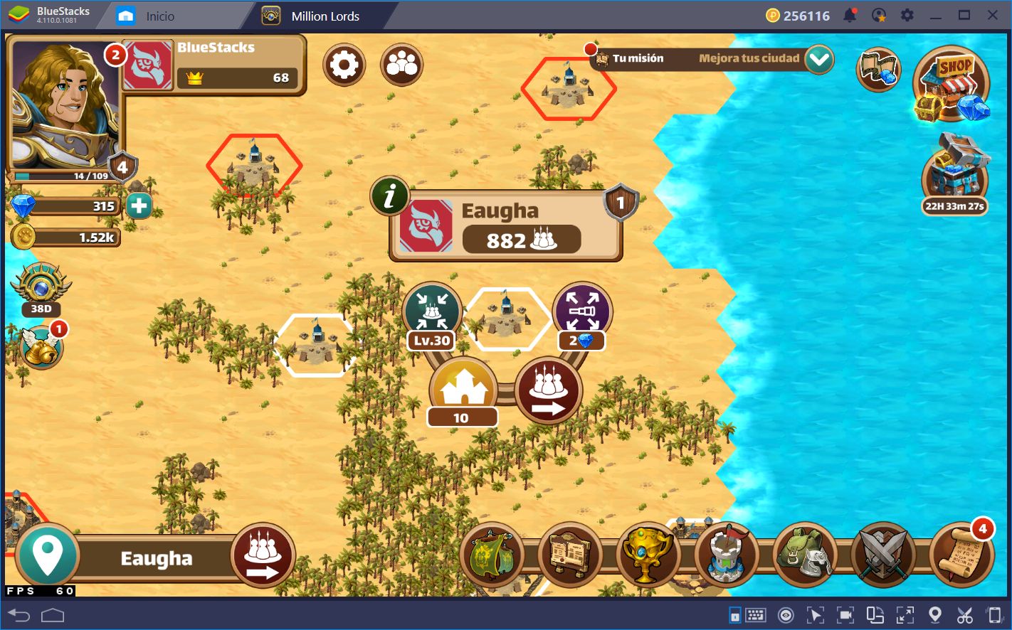 Conquistando el Reino en Million Lords con BlueStacks