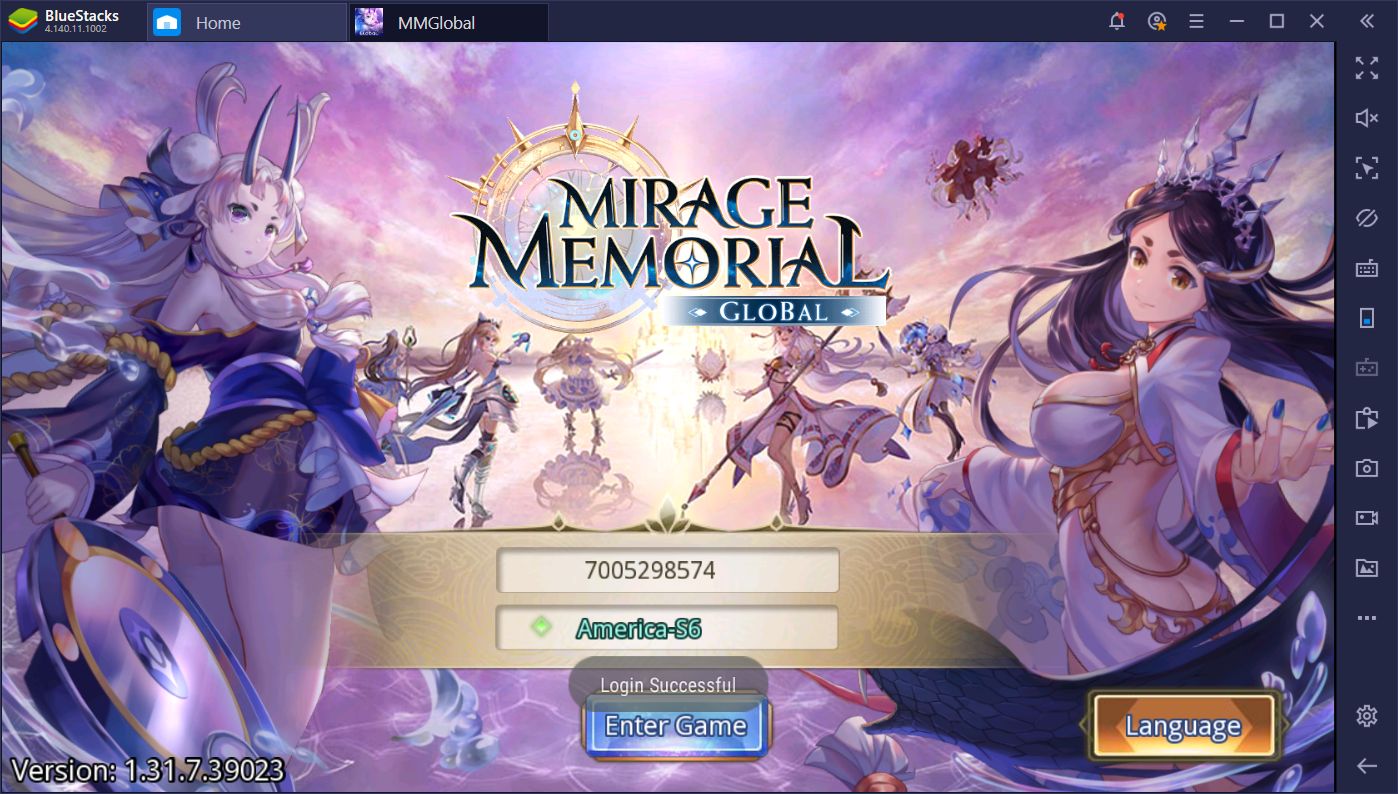 Rerolling in Mirage Memorial Global on PC