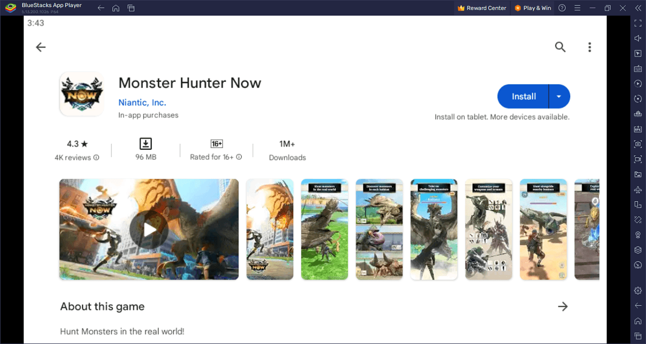 블루스택으로 PC에서 Monster Hunter Now 플레이